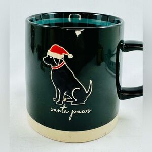 Black Dog Etched Santa Paws Large Christmas Plaid Interior Mug Drinkware